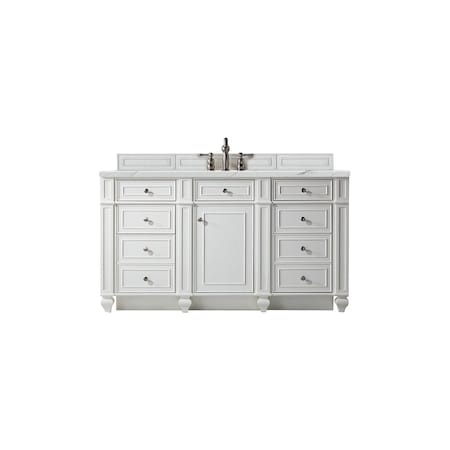 James Martin Vanities Bristol 60in Single Vanity, Bright White w/ 3 CM Ethereal Noctis Quartz Top 157-V60S-BW-3ENC
